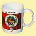 Maxwell Tartan Clan Crest Ceramic Mugs Maxwell Clan Badge Mugs Set of 2