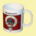 Morrison Tartan Clan Crest Ceramic Mugs Morrison Clan Badge Mugs Set of 2