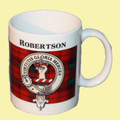 Robertson Tartan Clan Crest Ceramic Mugs Robertson Clan Badge Mugs Set of 4