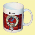 Rose Tartan Clan Crest Ceramic Mugs Rose Clan Badge Mugs Set of 2