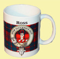 Ross Tartan Clan Crest Ceramic Mugs Ross Clan Badge Mugs Set of 2
