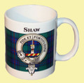 Shaw Tartan Clan Crest Ceramic Mugs Shaw Clan Badge Mugs Set of 2