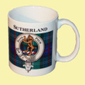 Sutherland Tartan Clan Crest Ceramic Mugs Sutherland Clan Badge Mugs Set of 4