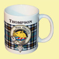 Thompson Tartan Clan Crest Ceramic Mugs Thompson Clan Badge Mugs Set of 2