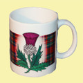 Scottish Thistle Tartan Crest Ceramic Mugs Scottish Thistle Badge Mugs Set of 4