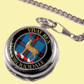 McCorquodale Clan Crest Round Shaped Chrome Plated Pocket Watch