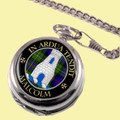 Malcolm Clan Crest Round Shaped Chrome Plated Pocket Watch