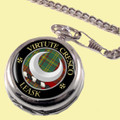 Leask Clan Crest Round Shaped Chrome Plated Pocket Watch