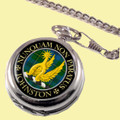 Johnston Clan Crest Round Shaped Chrome Plated Pocket Watch