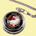 Hepburn Clan Crest Round Shaped Chrome Plated Pocket Watch