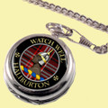 Haliburton Clan Crest Round Shaped Chrome Plated Pocket Watch