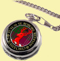 Crawford Clan Crest Round Shaped Chrome Plated Pocket Watch