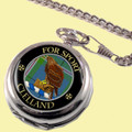 Clelland Clan Crest Round Shaped Chrome Plated Pocket Watch