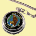 Cleland Clan Crest Round Shaped Chrome Plated Pocket Watch