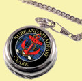 Clark Clan Crest Round Shaped Chrome Plated Pocket Watch
