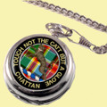 Chattan Clan Crest Round Shaped Chrome Plated Pocket Watch