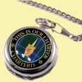 Charteris Clan Crest Round Shaped Chrome Plated Pocket Watch
