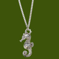 Seahorse Marine Themed Extra Long Chain Stylish Pewter Pendant