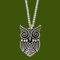 Greek Owl Spiral Eyes Bird Themed Stylish Pewter Pendant