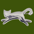 Leaping Cat Animal Themed Polished Stylish Pewter Brooch