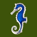 Seahorse Blue Enamel Animal Stylish Pewter Brooch