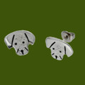 Puppy Dog Face Animal Themed Small Stud Stylish Pewter Earrings