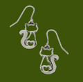 Love Cats Animal Themed Small Sheppard Hook Stylish Pewter Earrings