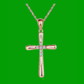 White Diamond Accent Polished Double Cross 14K Rose Gold Pendant