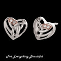Eternal Love Heart Diamond Welsh Rose Gold Detail Sterling Silver Earrings
