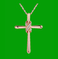 White Diamond Knotted Cross 14K Rose Gold Pendant