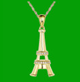 Eiffel Tower White Diamond Accent 14K Yellow Gold Pendant