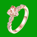 Peach Morganite Heart Cut Diamond Accent Ladies 14K Rose Gold Ring 