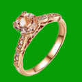 Peach Morganite Round Cut Diamond Accent Ladies 14K Rose Gold Ring 