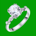 White Topaz Round Cut Diamond Accent Ladies 14K White Gold Ring 