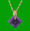 Purple Amethyst Square Cut Simple Ladies 14K Rose Gold Pendant
