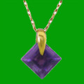 Purple Amethyst Square Cut Simple Ladies 14K Yellow Gold Pendant