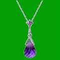 Purple Amethyst Briolette Small Drop 14K White Gold Pendant