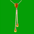 Citrine Pear Briolette Double Drop 14K Rose Gold Pendant
