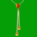 Citrine Pear Briolette Double Drop 14K Yellow Gold Pendant