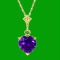 Purple Amethyst Heart Cut Romantic Ladies 14K Yellow Gold Pendant