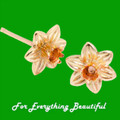 Daffodil Flowers Welsh Rose Gold Detail 9K Yellow Gold Earrings