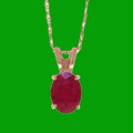 Red Ruby Oval Cut Firestone Small Ladies 14K Rose Gold Pendant