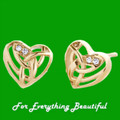 Eternal Love Heart Diamond Welsh Gold Stud 9K Yellow Gold Earrings