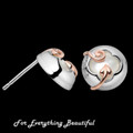 Tudor Court Mother Of Pearl Welsh Rose Gold Detail Stud Sterling Silver Earrings