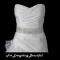 Rhinestone Ivory Pearl Accent Beaded Organza Bridal Belt Wedding Sash