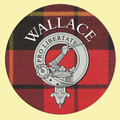 Wallace Clan Crest Tartan Cork Round Clan Badge Coasters Set of 2