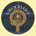 Urquhart Clan Crest Tartan Cork Round Clan Badge Coasters Set of 2