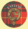 Taylor Clan Crest Tartan Cork Round Clan Badge Coasters Set of 2