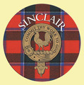 Sinclair Clan Crest Tartan Cork Round Clan Badge Coasters Set of 2