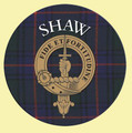 Shaw Clan Crest Tartan Cork Round Clan Badge Coasters Set of 2